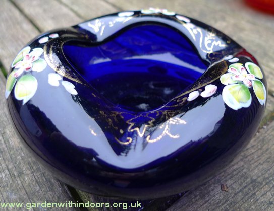 cobalt blue bohemian glass ashtray