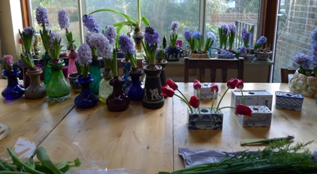 hyacinth vases and flower bricks