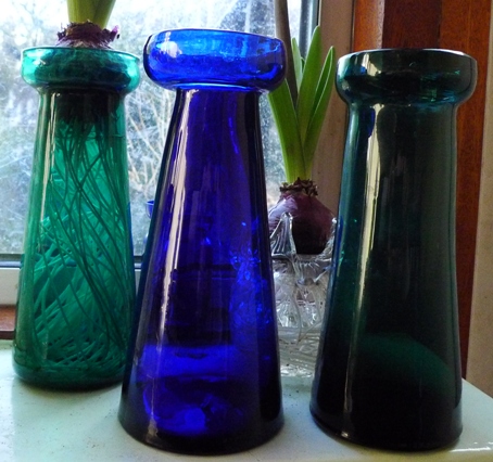 mould blown hyacinth vases